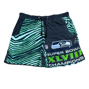 Upcycled Seattle Seahawks Super Bowl XLVIII Champions Zubaz Shorts 1 of 1